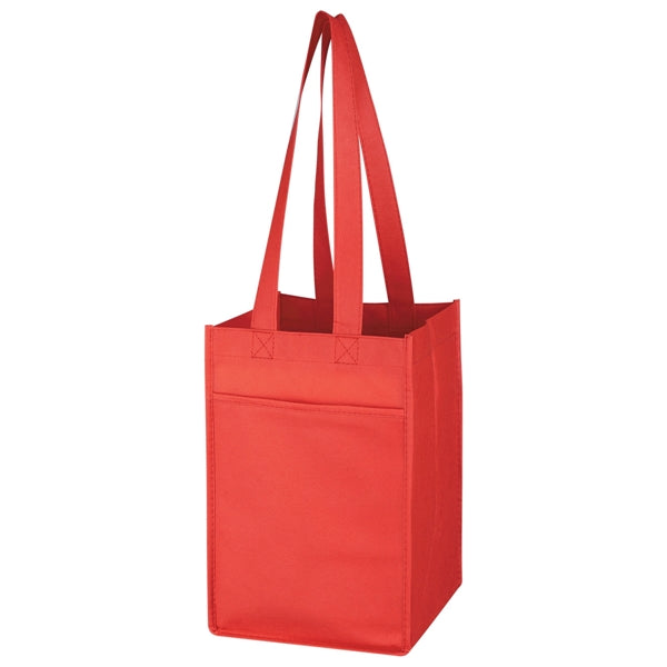 7" x 11" x 7" Non-Woven 4 Bottle Wine Tote