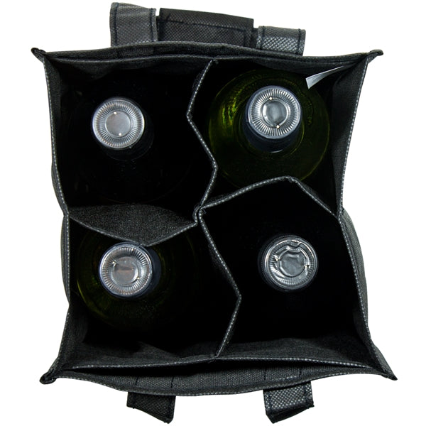 7" x 11" x 7" Non-Woven Four Bottle Wine Tote Bag