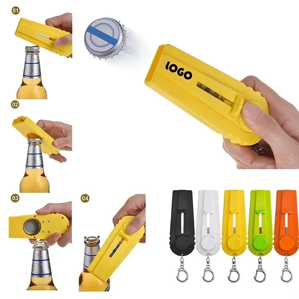 Launcher Shooter Gun Key Chain Ring Corkscrews Bottle Opener
