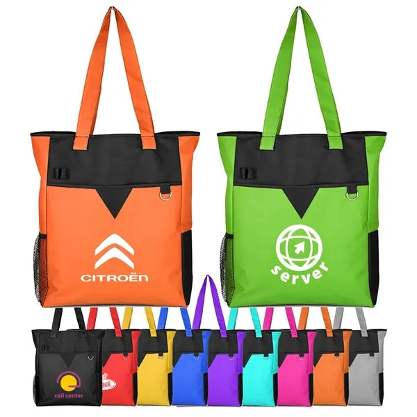 Center Divider Zip Top Tote