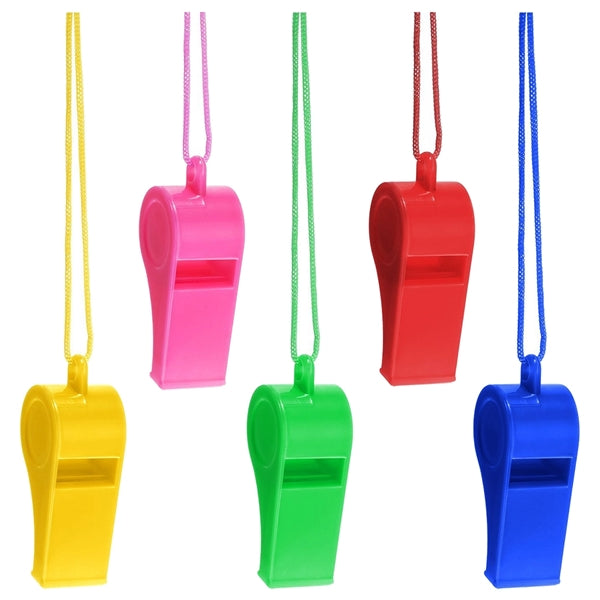 Plastic Whistles with Lanyard