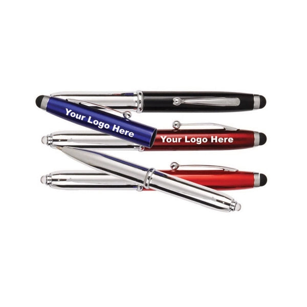 Three In One Stylus Metal Pen With Flashlight