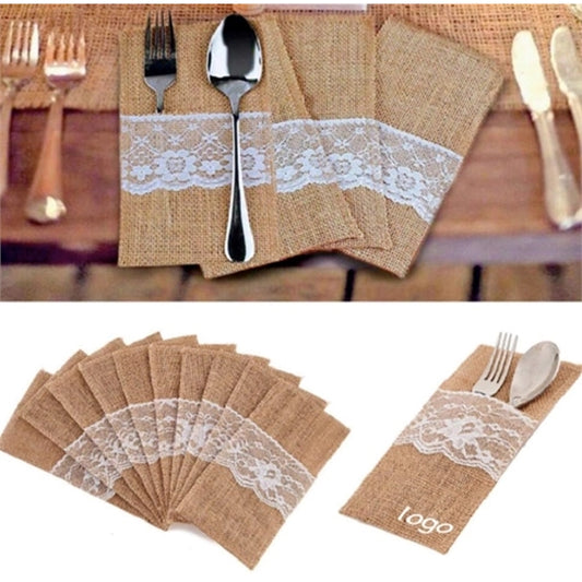 Burlap Lace Utensil Holders