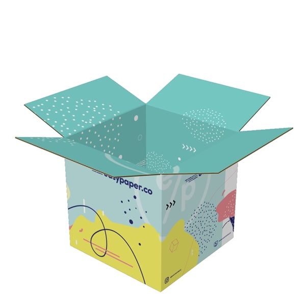 6"x 6"x 6" E-Flute Shipping Box Printed Full Color