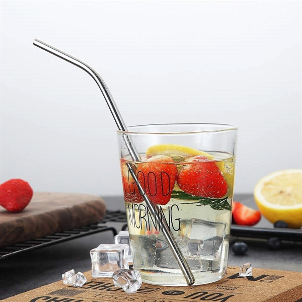 Silver Stainless Steel Bent Straw 4 pc Set