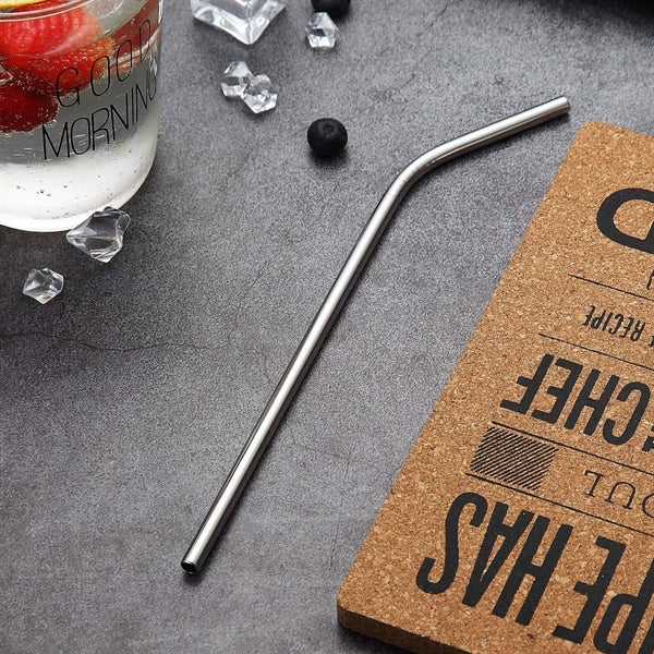 Silver Stainless Steel Bent Straw 4 pc Set