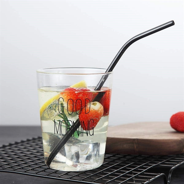 Blue & Black Stainless Steel Bent Straw 4 pc Set