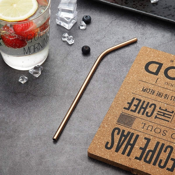 Gold or Copper Stainless Steel Bent Straws