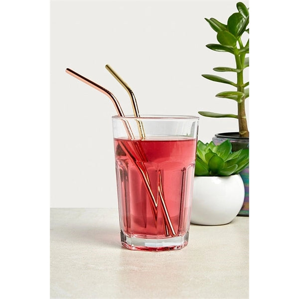 Gold or Copper Stainless Steel Bent Straws
