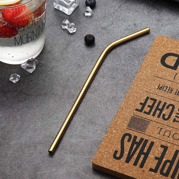 Gold & Copper Stainless Steel Bent Straw 2pc Set