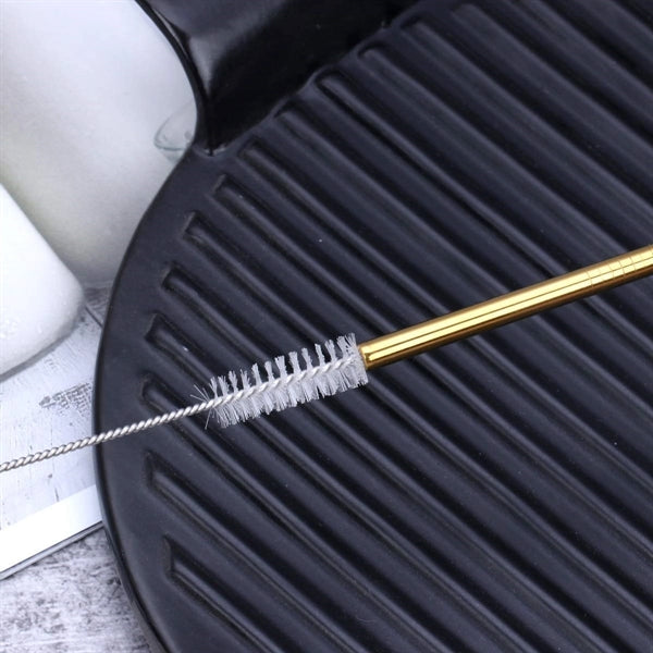 Gold & Copper Stainless Steel Straight Straw 2 pc Set