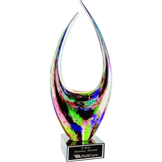 16 3/4" Dual Rising Art Glass with Square Black Base