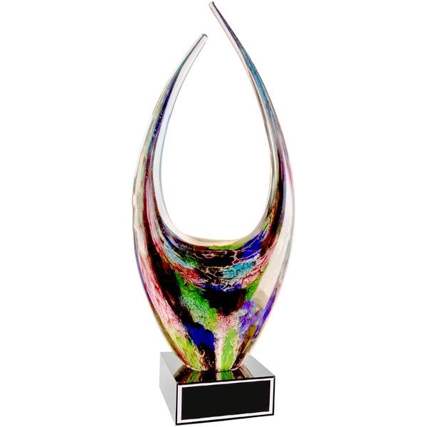 16 3/4" Dual Rising Art Glass with Square Black Base