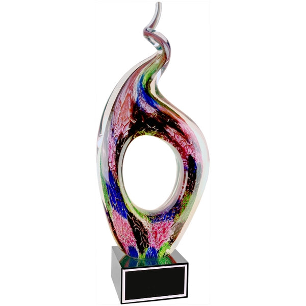 13 1/2" Twist Top Art Glass with Square Black Base