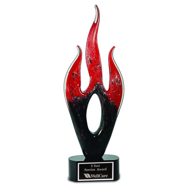 16" Red/Black Flame Art Glass