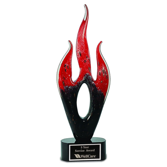 16" Red/Black Flame Art Glass