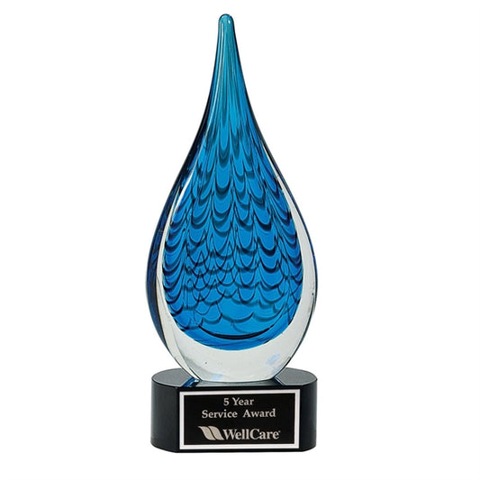 121/2" Blue Raindrop Art Glass