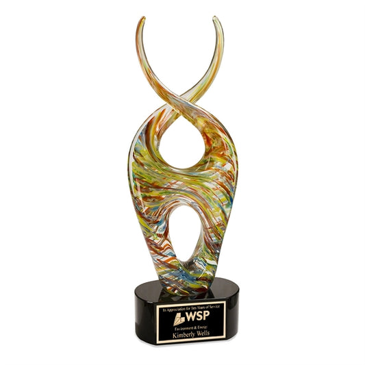14" Color Twist Art Glass