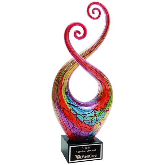 14" Multi-Color Twist Art Glass with Black Base