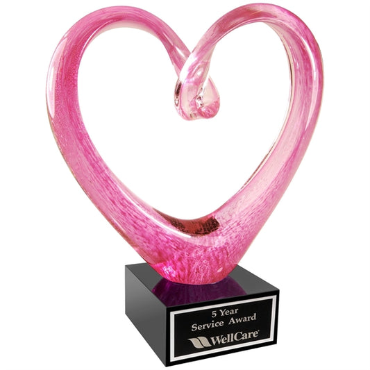 Pink Heart Premier Art Glass