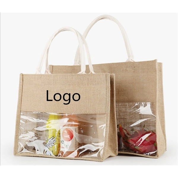 Jute Tote Bag with Transparent Window