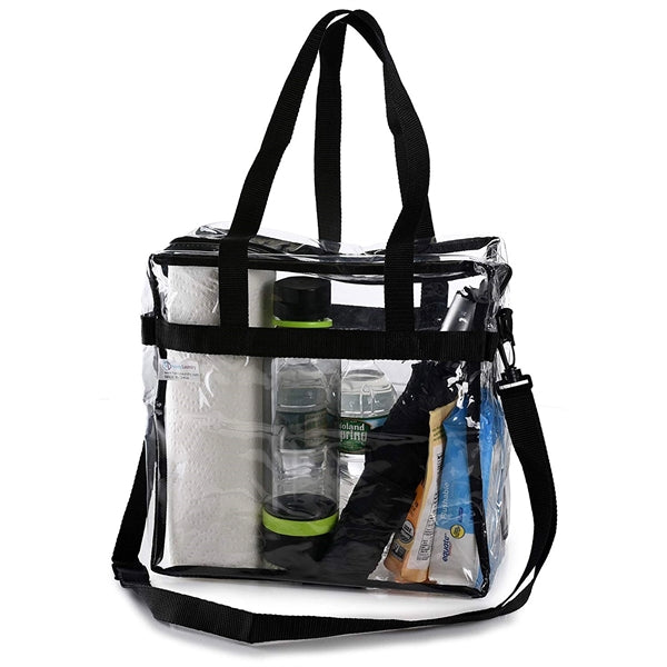 Clear Tote Bag Shoulder Straps and Zippered Top