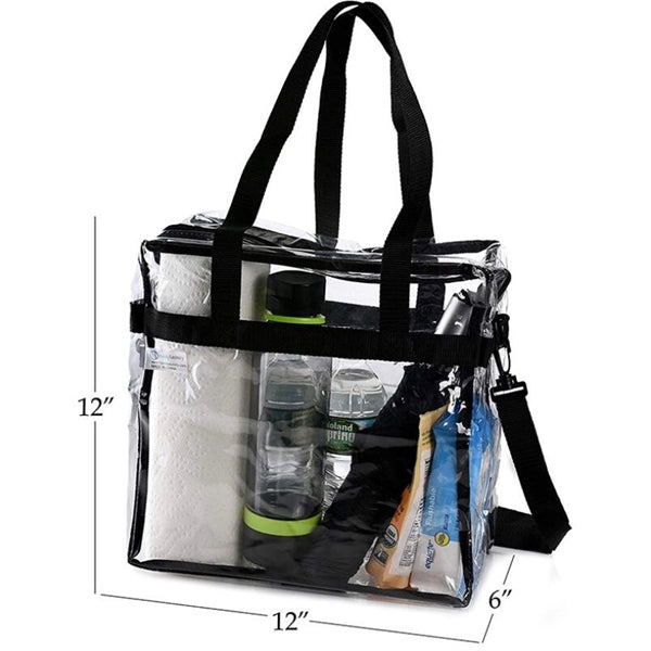 Clear Tote Bag Shoulder Straps and Zippered Top