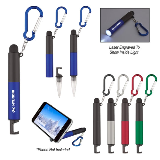 4-In-1 Light Up Stylus Pen with Carabiner