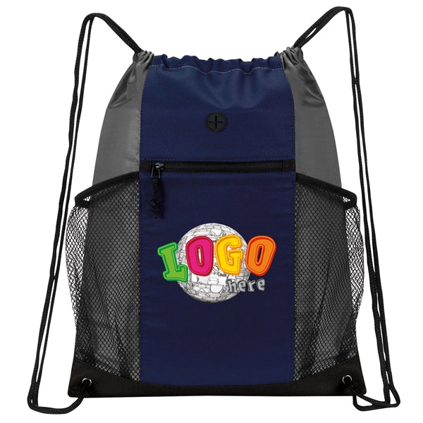 Two-Tone Multi-Pockets Drawstring Pack
