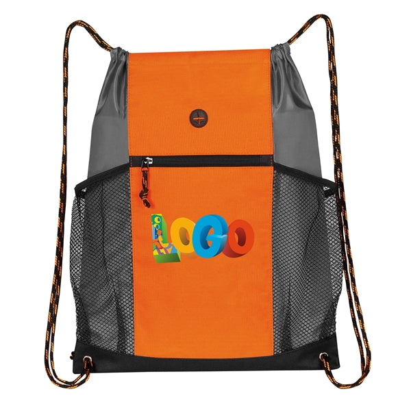 Two-Tone Multi-Pockets Drawstring Pack