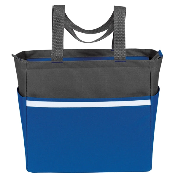 Two-Tone Accent Zipper Tote Bag
