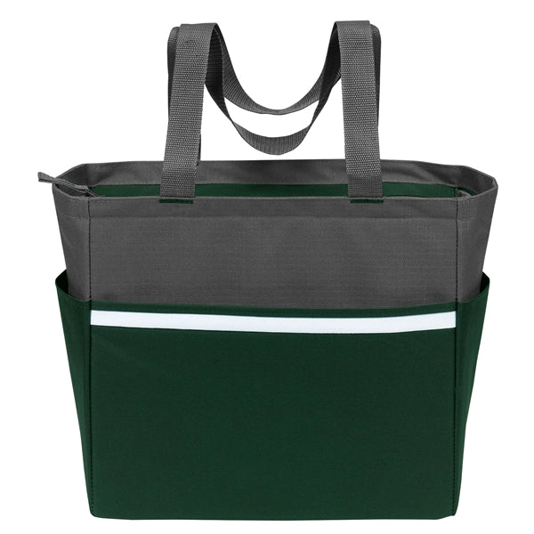 Two-Tone Accent Zipper Tote Bag