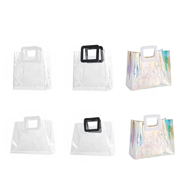 Popular Clear Vinyl Candy Tote Bag With Leather Handles