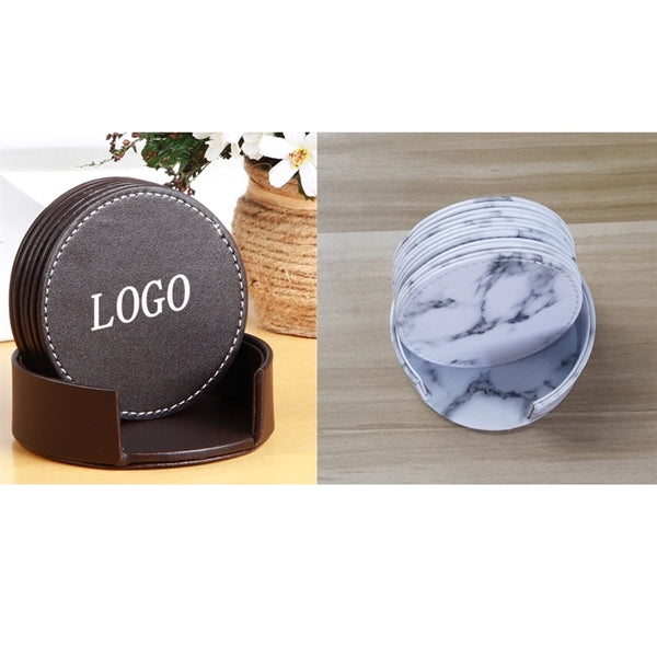 Round PU Cup Mat Set wiith 6pcs