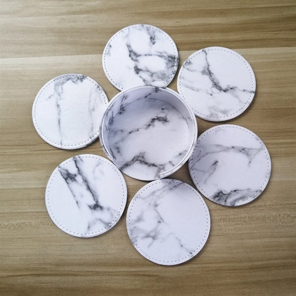 Round PU Cup Mat Set wiith 6pcs