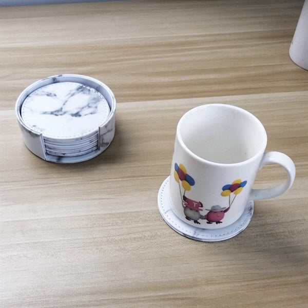 Round PU Cup Mat Set wiith 6pcs