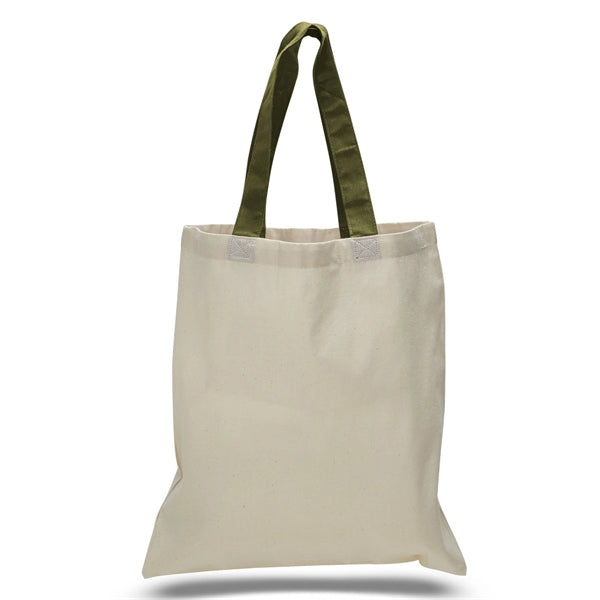 16" x 15" 6 oz. Cotton Tote Bag with Colored Web Handles