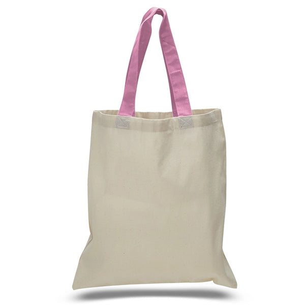 16" x 15" 6 oz. Cotton Tote Bag with Colored Web Handles
