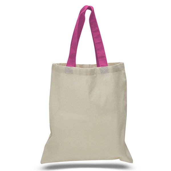 16" x 15" 6 oz. Cotton Tote Bag with Colored Web Handles