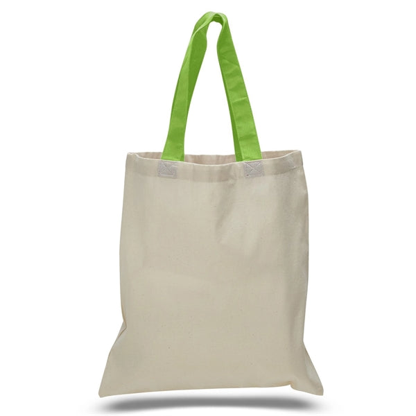 16" x 15" 6 oz. Cotton Tote Bag with Colored Web Handles