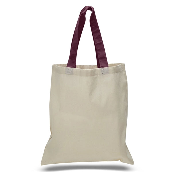 16" x 15" 6 oz. Cotton Tote Bag with Colored Web Handles