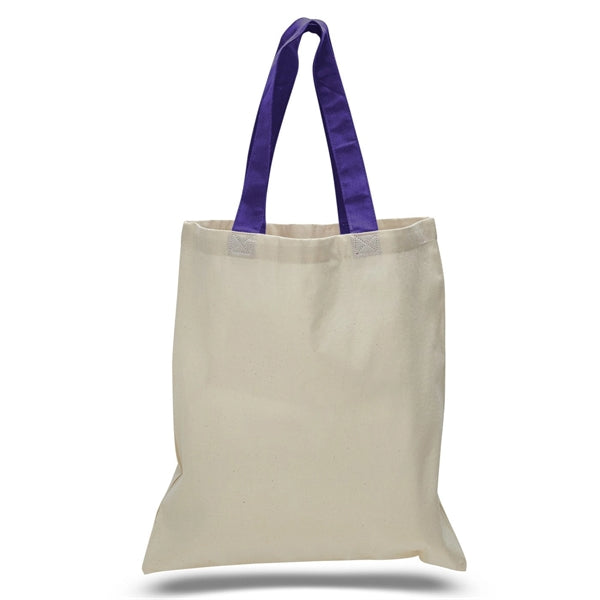 16" x 15" 6 oz. Cotton Tote Bag with Colored Web Handles