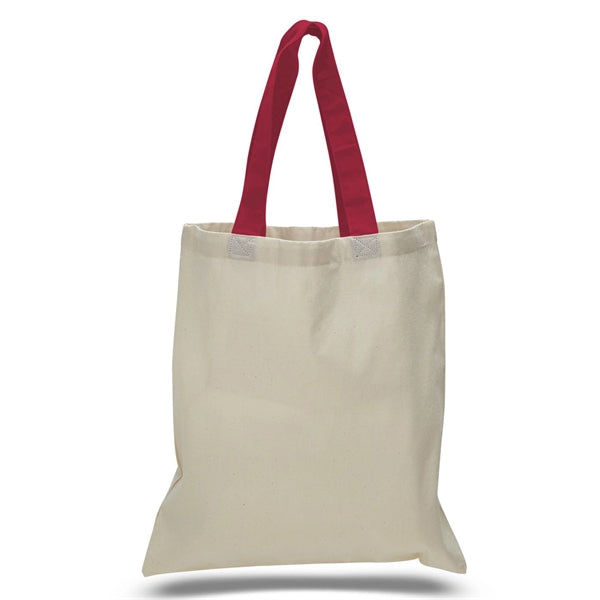 16" x 15" 6 oz. Cotton Tote Bag with Colored Web Handles