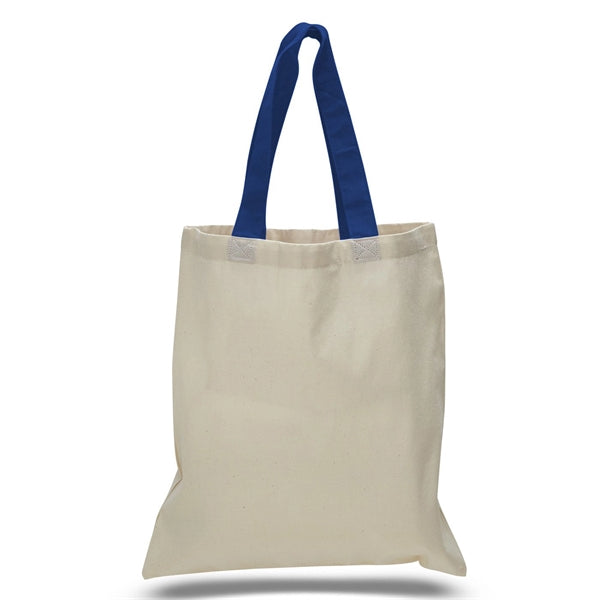 16" x 15" 6 oz. Cotton Tote Bag with Colored Web Handles