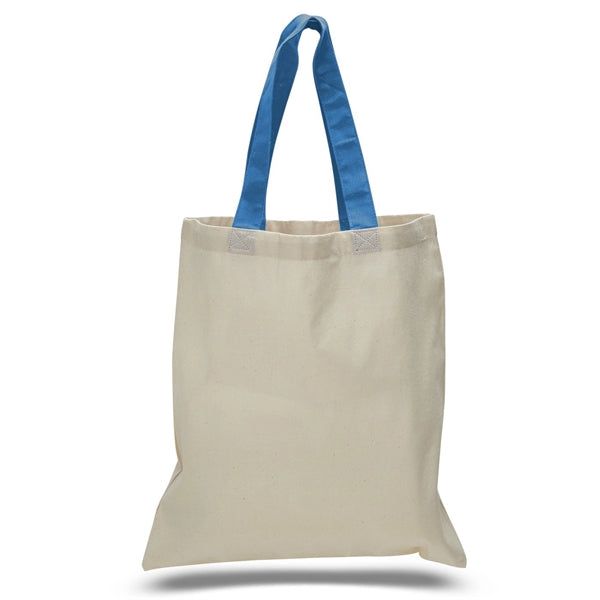 16" x 15" 6 oz. Cotton Tote Bag with Colored Web Handles