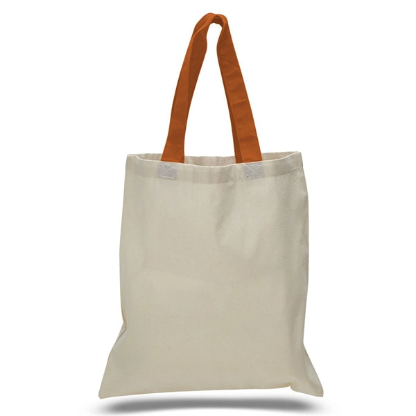 16" x 15" 6 oz. Cotton Tote Bag with Colored Web Handles