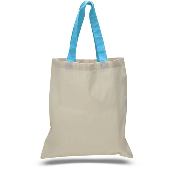 16" x 15" 6 oz. Cotton Tote Bag with Colored Web Handles