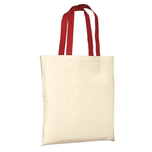15.75" x 15.25" 6 oz. Cotton Tote Bag with Color Handles