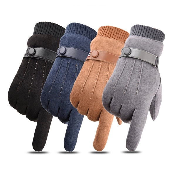 Outdoor Warm Riding Adjustable Suede Gloves