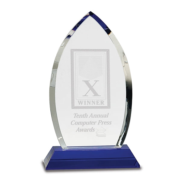 Crystal Oval on Blue Pedestal Base